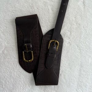 Old Navy faux leather brown waist belt with crocodile detail